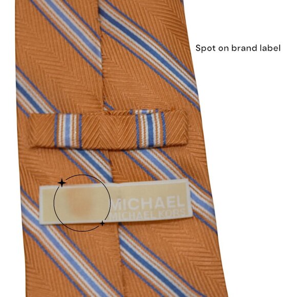 Title: Michael Kors 100% Silk Orange Stripe Tie Men’s Classic 3.5” - Picture 5 of 8